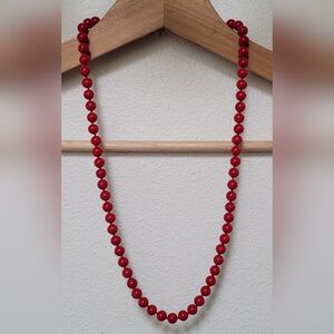 Monet Vintage Cherry Red Knotted Glass Bead Necklace